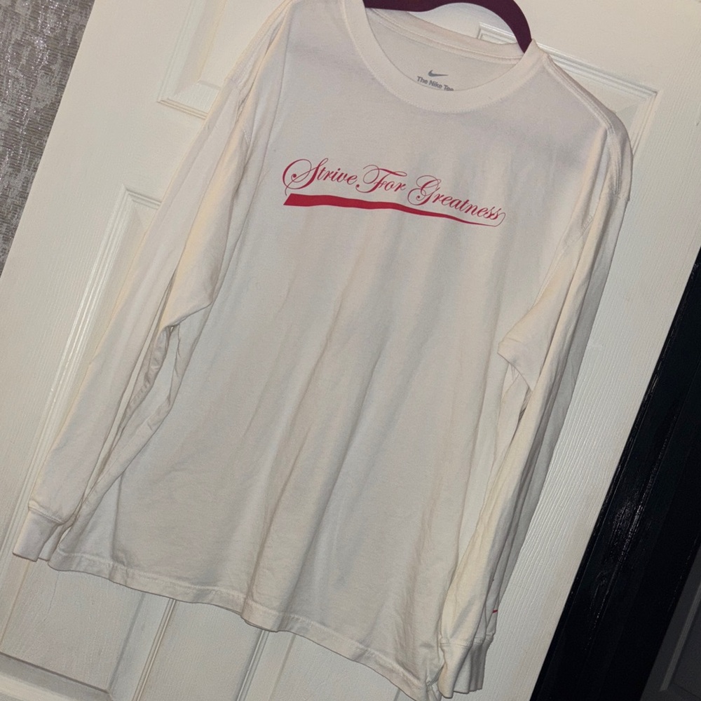 Nike White Long Sleeve Shirt with Red Text—LeBron James
